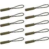 CTZD Durable Cord Zipper Pulls Pull Tab Zipper Replacement for Purses,Backpacks, Luggage, Clothing (Army Green，10 Pack