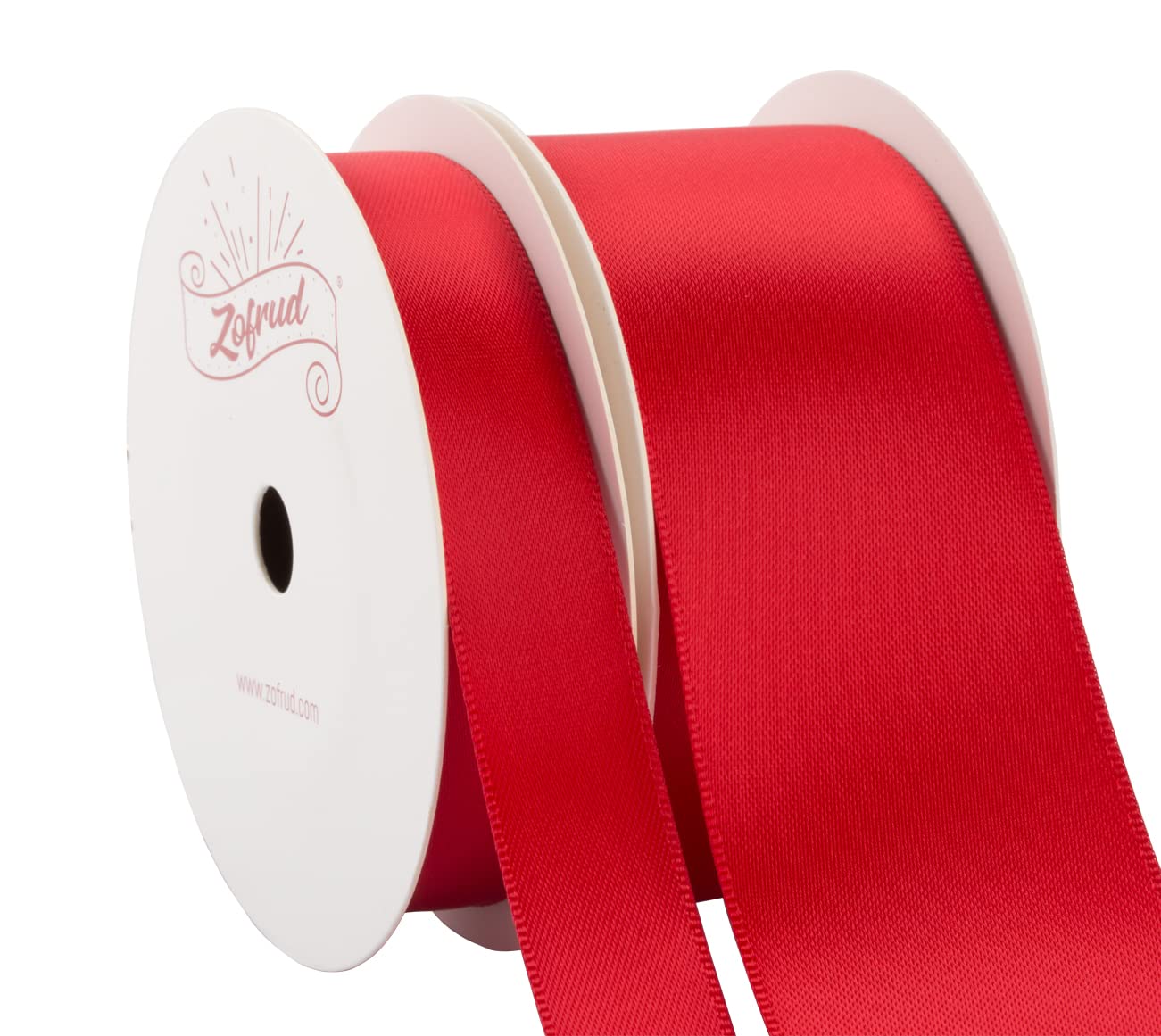 Zofrud 2 Rolls of Red Double Faced Satin Ribbon - 18 Meters Total (16mm and 38mm x 9M) - Ideal for Crafts, Gift Wrapping, and Weddings
