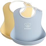 Babybjorn Lot de 2 bavoirs pour bébé Jaune poudré/bleu poudré