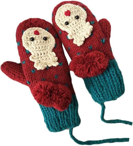 Amazon モリミ ミトン手袋 指なし てぶくろ ニットグローブ 紐付き 裏起毛 レディース手袋 スマホ対応 クリスマス 可愛い 甘い モコモコ 暖かい 防寒 保温 冬用 誕生日 プレゼント 写真通りa F 手袋 通販
