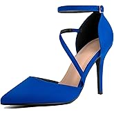 SICARE Women's High Heels Pumps Closed Pointed Toe Cross Strap D'Orsay Pumps Stiletto Heels Wedding Party Dress Shoes for Bridal
