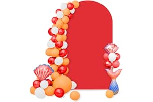 YMHPRIDE 4 FT Wedding Arch Cover Backdrop Red Spandex Fitted Arch Stand Covers Stretchy Backdrop Panels,2-Sided Fabric Arch Wall Backdrop for Wedding Party Birthday Baby Shower Ceremony Decoration