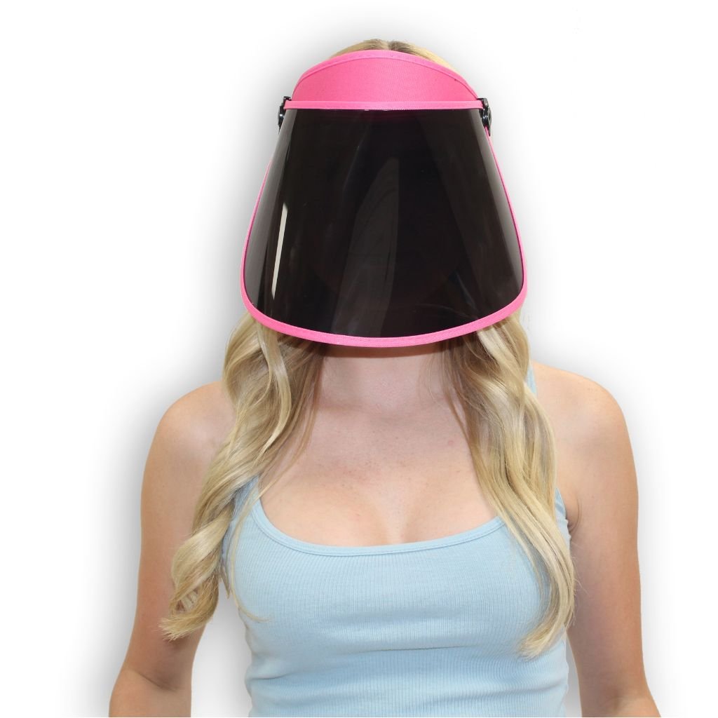 Solar Face Shield Sun Visor Hat in Pink Full Face Sun Protection UPF 50