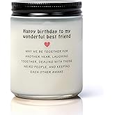 Happy Birthday Candle - 10oz Scented Candle Birthday Gifts for Women, Men, Mom, Dad, Sister, Teacher, Friends - Best Gifts for Her Ideas, Natural Soy Wax Freesia Scented Candles