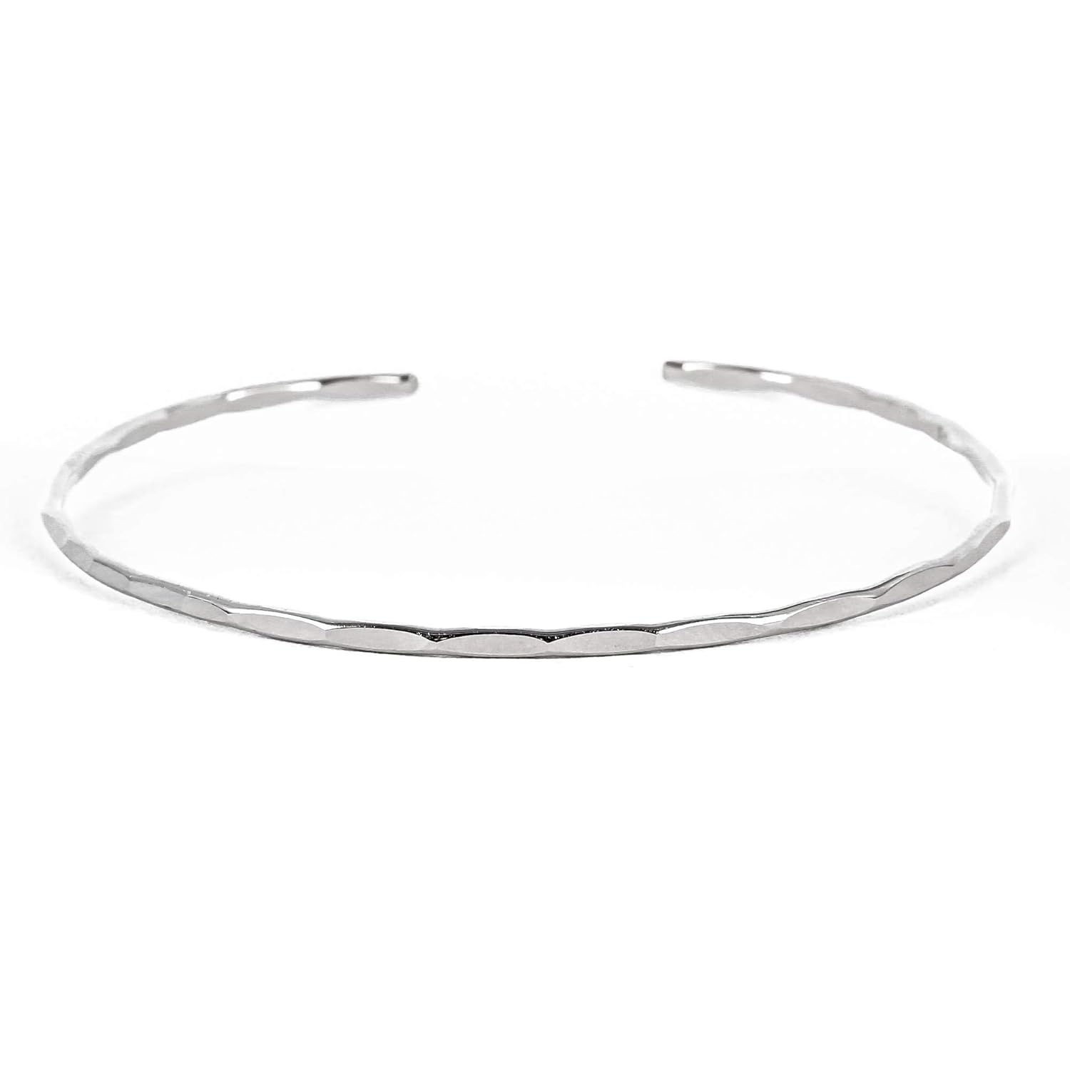Thin Hammered Silver Cuff, Delicate Handmade Solid Sterling Silver Bangle, Size