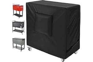 QUECEUY Cooler Cart Cover, Ice Chest Covers of 420D Oxford Waterproof,Fits Most Patio Rolling Ice Chest Cooler for 80-100 Quarts,Upto 37L x 20W x 36H inch（Black）