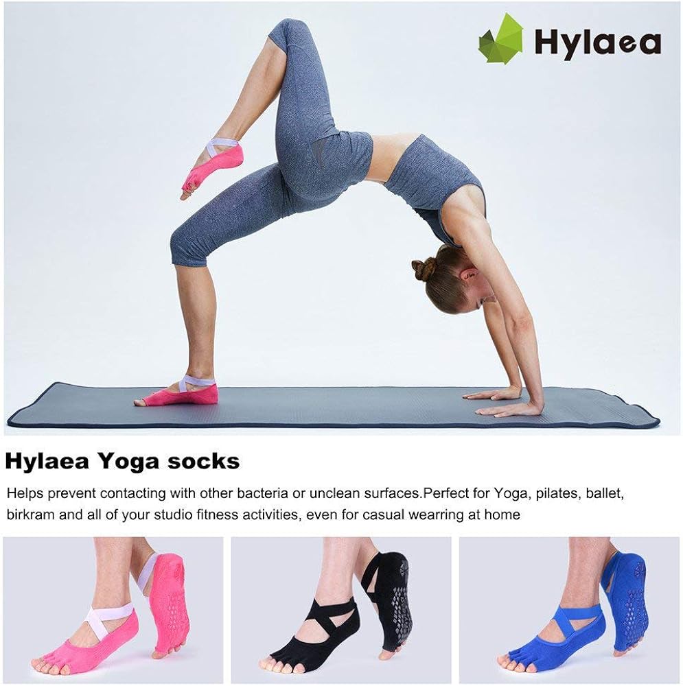 Hylaea Yoga Socks for Women with Grip & Non Slip Toeless Half Toe Socks for Ballet Pilates Barre Dance : Clothing