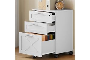 Mobile 3-Drawer File Cabinet with Lock Under Desk Wood Organizer for Letter/a4/Legal Size Home Office Documents