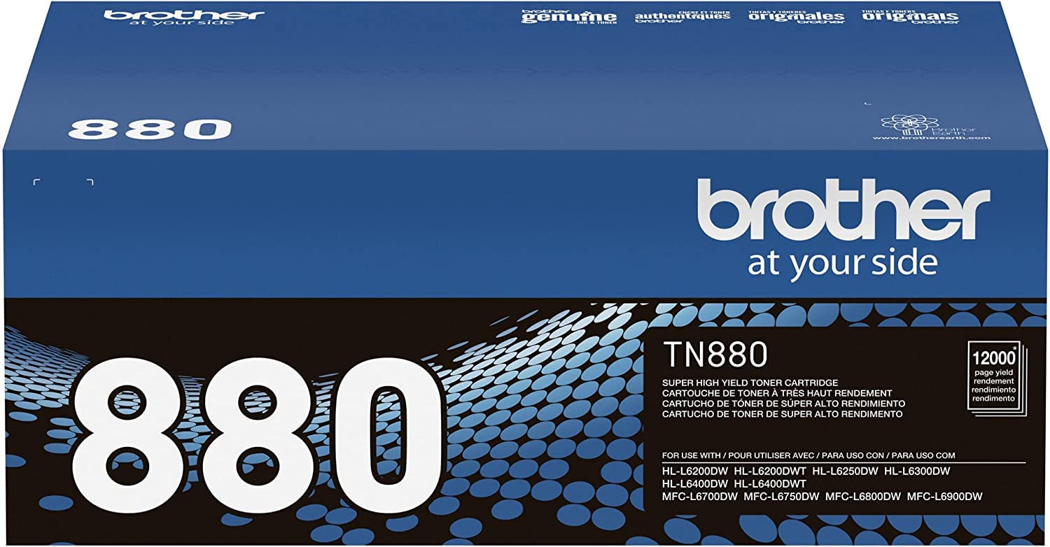 Brother Genuine Super High Yield Toner Cartridge, TN880, Replacement Black Toner 2-Pack, Page Yield Up to 12,000 Pages Each