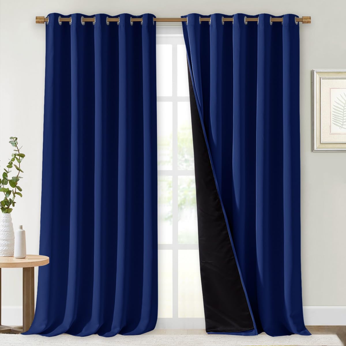 NICETOWN Total Shade Curtains and Draperies, Royal Blue, Package of 2, 62 inches Wide x 95 inches, LongHeavy-Duty Full Light Shading Drapes with Black Liner Backing for Villa/Hall/Dorm Window Image NICETOWN Total Shade Curtains and Draperies, Royal Blue, Package of 2, 62 inches Wide x 95 inches, LongHeavy-Duty Full Light Shading Drapes with Black Liner Backing for Villa/Hall/Dorm Window Image