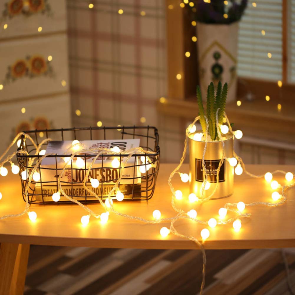 Johouse Globe String Lights, Battery Operated Waterproof Starry Light Fairy Lights Christmas Decor for Home Lawn Garden Wedding Party, Warm White, 16ft 50 LEDs