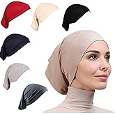 TanQiang 6 Pcs Women Under Scarf Hat Cap Bone Bonnet Hijab Islamic Neck Cover Muslim Under Scarf Hijab Cap, 7, Medium