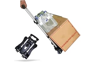 MAXBROTHERS Folding Hand Truck, 88lb/40kg Heavy Duty Luggage Cart with 2 Wheels, Compact Trolley Portable Luggage Cart for Ho