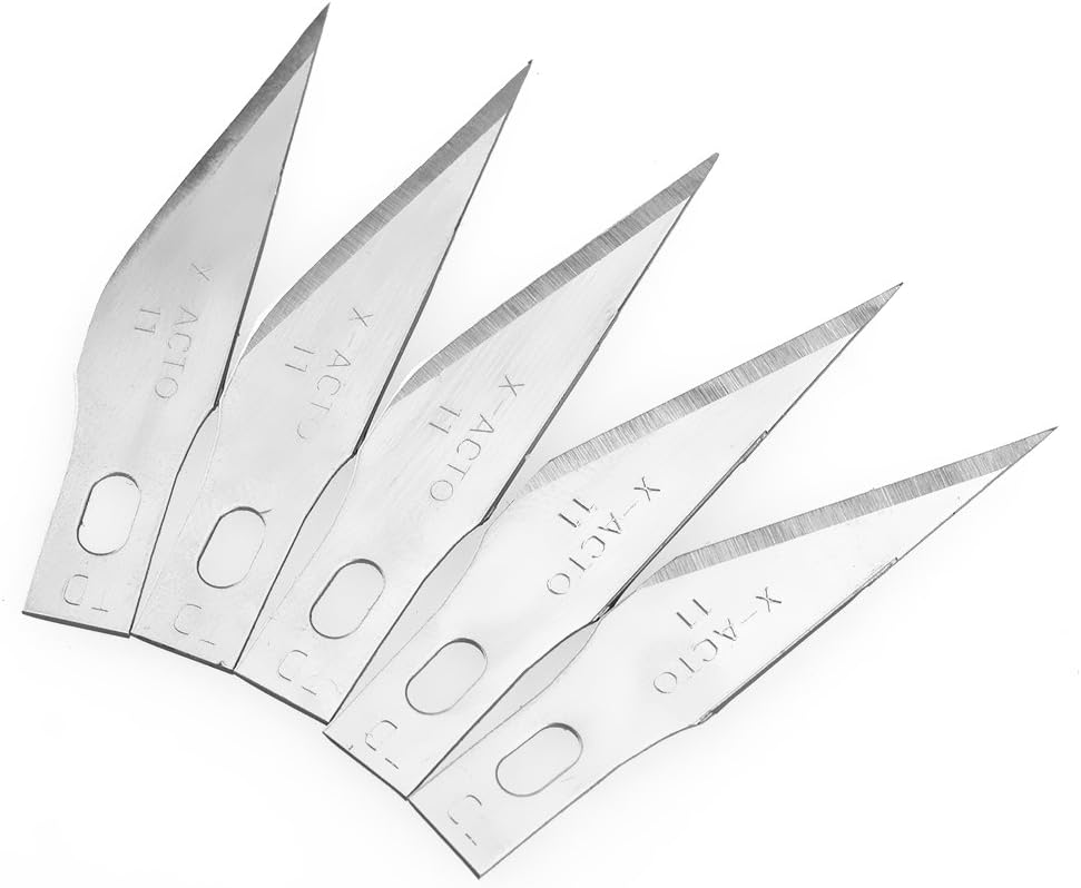 Tooltoo Craft Blades Razor-Sharp Classic Fine Point Blades Durable Replacement Hobby Blade for Artwork, Hobby, Scrapbooking and Sculpture, Set of 50, Silver