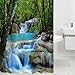 3D Waterfall Scenery Waterproof Shower Curtain Bathroom Products Creative Polyester Bath Curtain cortina de bano with 12 Hooks (72-inch by 78-inch, Green) by Matari