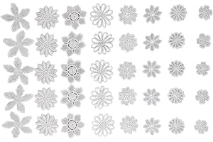 Honbay 40pcs Mix Style White Hollow Out Lace Flower Applique Patch Sewing Craft Decoration