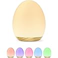 JolyWell Night Light for Kids with Color Changing Mode & Dimming Function, Rechargeable Baby Egg Night Light with 1 Hour Timer&Touch Control, up to 100H, Wood Grain