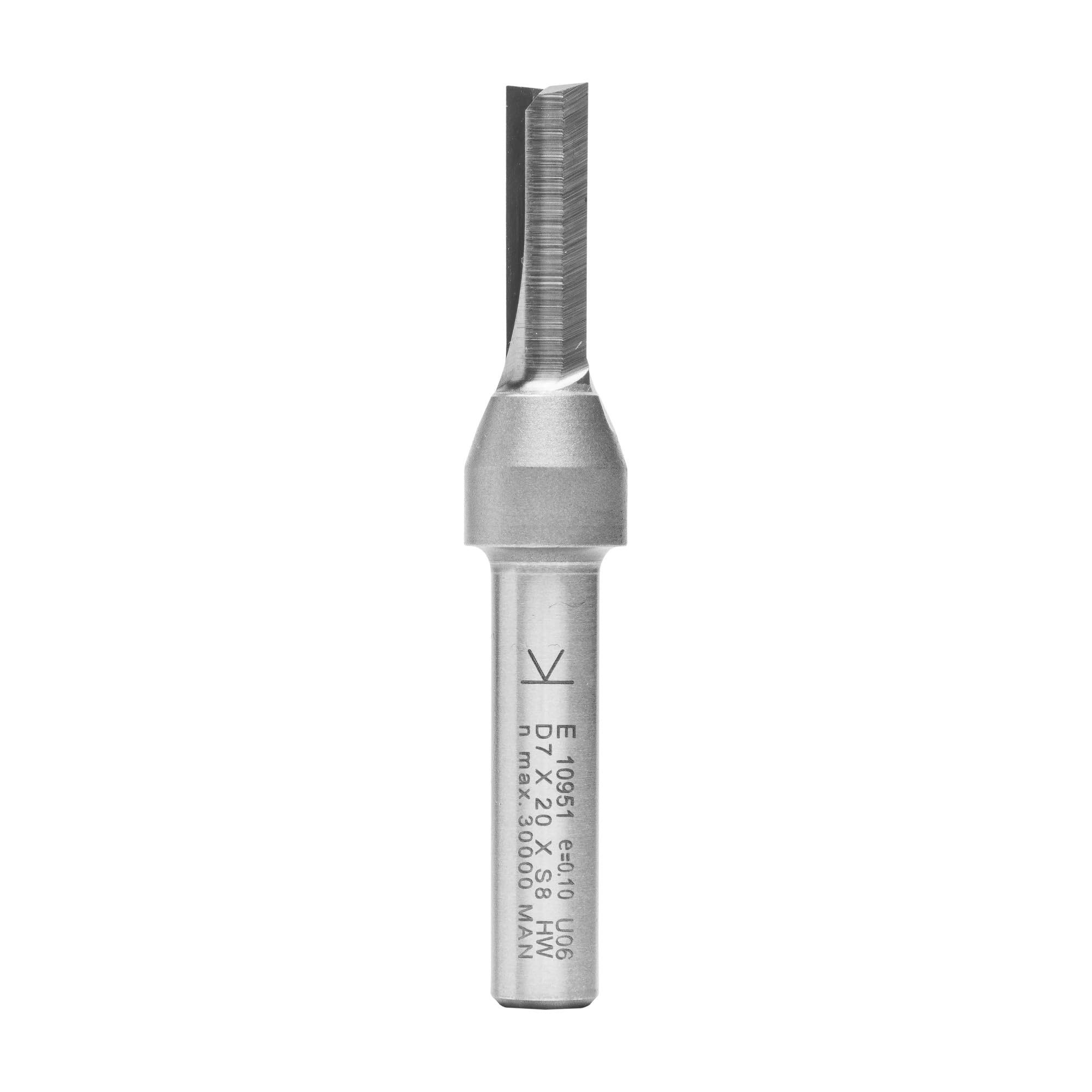 ENT 10951 Straight Cutter TC, Shank (S) 8 mm, Diameter (D) 7 mm, NL 20 mm, SL 32 mm, GL 66 mm, with Tungsten Carbide TC, Centre Tip — image 1