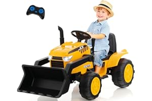 OLAKIDS Kids Ride on Car, 12V Electric Excavator Vehicle Construction Truck with Remote Control, Adjustable Bucket, Toddlers 