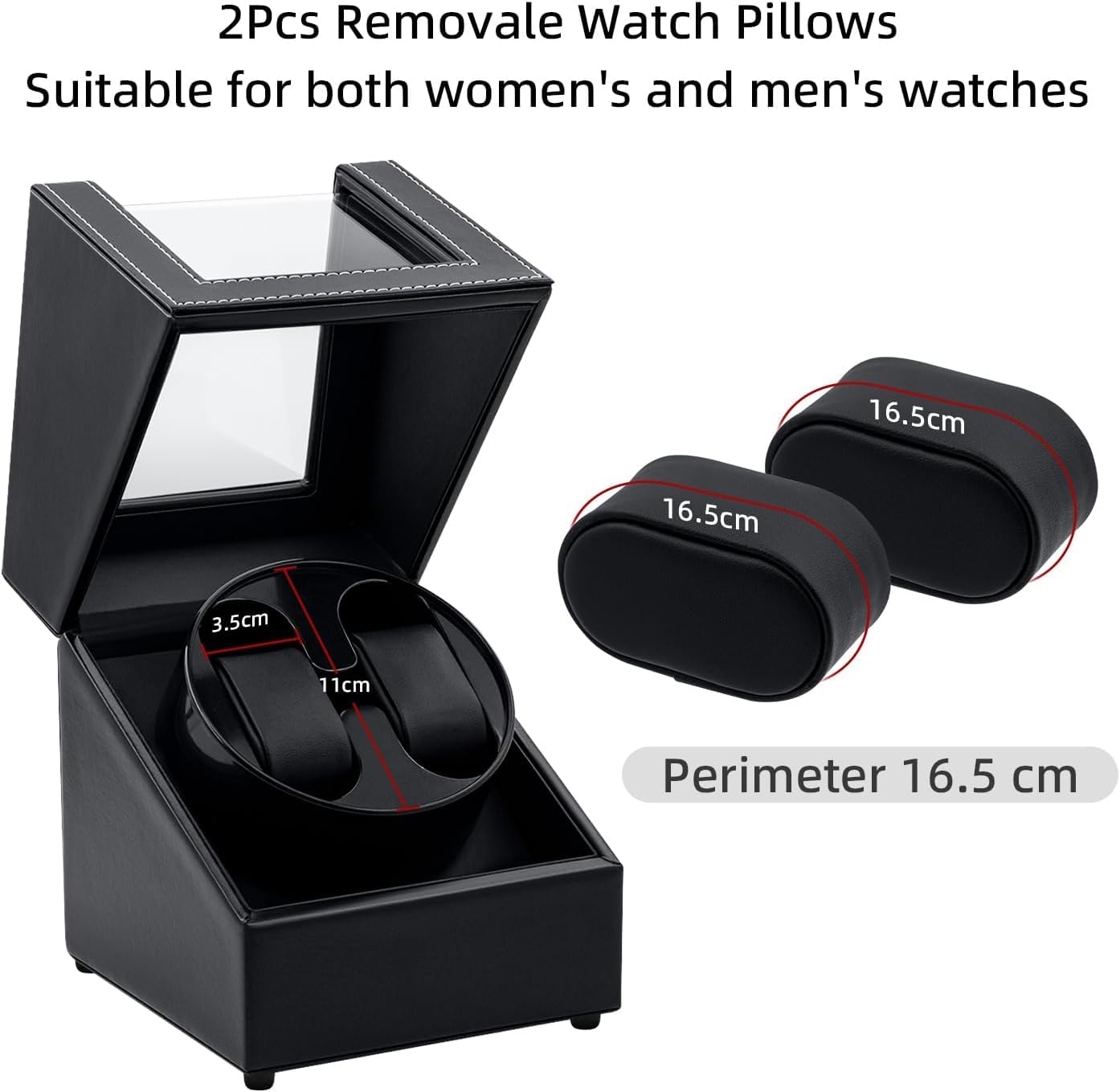 Mcbazel Mcbazel Watch Winder for Automatic Watches, Double Automatic Watch Winder Box with Quiet Japan-made Motor, Automatic Watch Display Storage Rotation Wristwatch Box with 2 Slots (Black PU Leather)