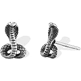Boma Jewelry Sterling Silver King Cobra Snake Stud Earrings