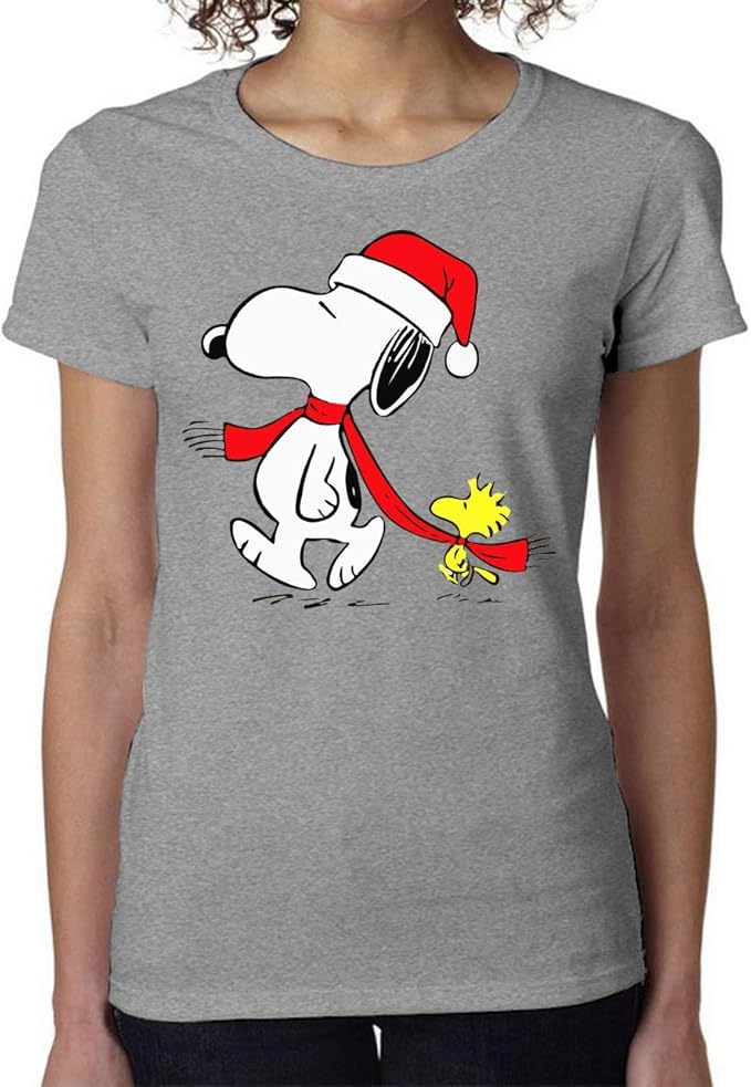 Snoopy Charlie Brown Christmas Santa Claus Best Women's TShirt Damen