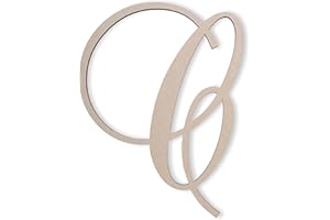 Jess and Jessica Wooden Letter C, 4" Long x 1/4" Thick – Large Wooden Letters for Wall Decor, Unfinished Monogram Cursive Large Letters for Wall Decor or Kids' Nursery Design - Brock Script Font