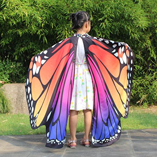 Monarch Butterfly Wings,Kemilove Prop Soft Fabric Butterfly Wings Shawl Fairy Ladies Nymph Pixie Costume Accessory (Kid,136108CM, Hot pink) - Thumbnail 2