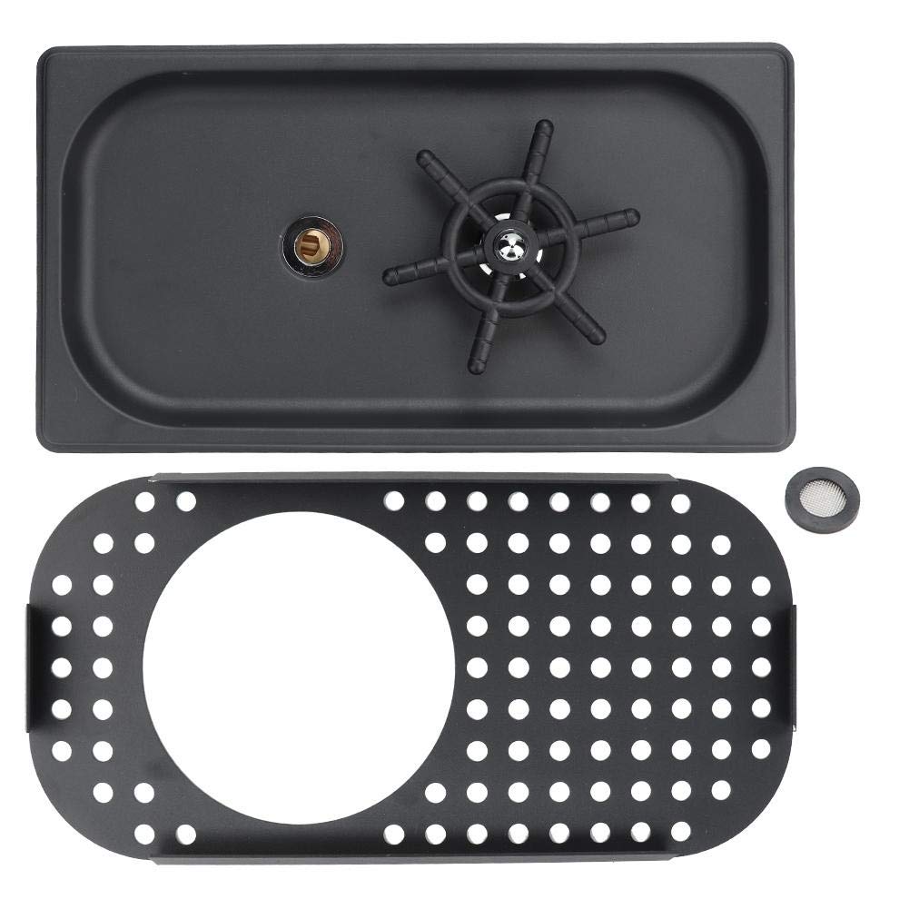 Pitcher Rinser, Practical Matte Black Household Commercial Stainless Steel Automatic Cup Washer Cleaner Glass Cleaning Rinser for Bar/Restaurant/Hotel/Coffee Shop/Home, Rust Proof/Durable