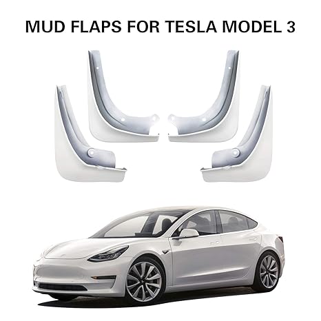 Lfotpp Mud Flaps For Tesla Model 3 Splash Guards Mudflap Fender Mudguards Pack Of 4 Painted Glossy White
