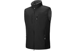 33,000ft Men's Lightweight Softshell Vest Outerwear Zip Up Fleece Lined Windproof Sleeveless Jacket for Golf Running Hiking