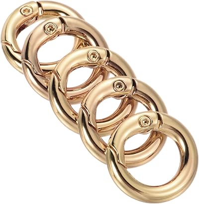 PATIKIL 5pk 18x11x3.5mm Zinc Alloy Spring Gate O Rings Light Gold Keyring Buckle