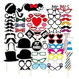 Maggift Photo Booth Props DIY Kit 58pack Photo Mustache Stick Props for Party (58PCS)