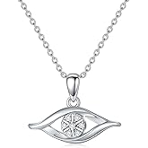 LWXIE Diamond Evil Eye Necklace 925 Sterling Silver Good Luck Devil Eye Necklace for Women Turkish Eye Jewelry Gifts for Anniversary