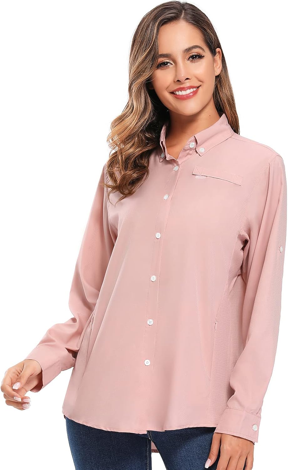 Jessie Kidden Women's Quick Dry Sun UV Protection Convertible Long Sleeve Shirts for Hiking Camping Fishing Sailing : Clothing