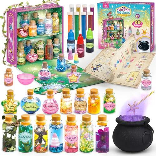 wookidel Fairy Magic Craft Kit for Kids with 20PCS Potion Bottles - Fairy Magical Potions Making Craft Kit - Gift for Christmas, Birthday, Creative Art Crafts Kits for Girls Boys 6 7 8 9 10 Year Old