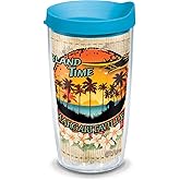 Tervis Margaritaville - Island Time Insulated Tumbler with Wrap and Turquoise Lid, 16oz, Clear