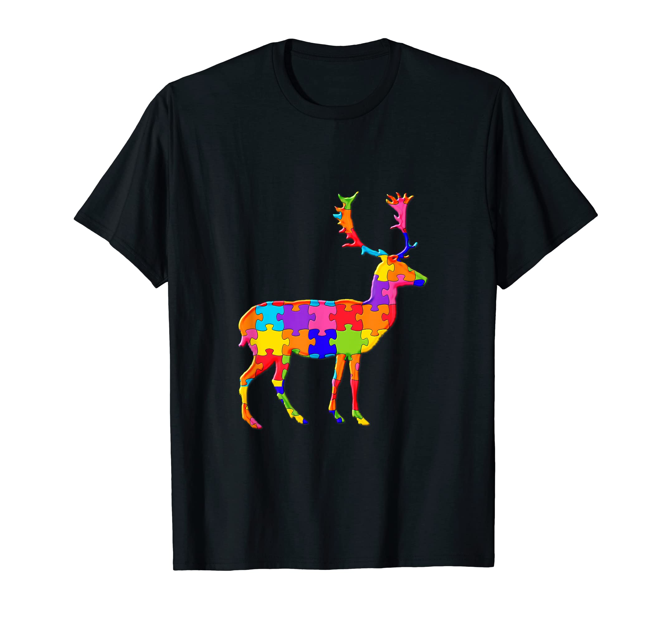 Reindeer Deer Moose Antler Jigsaw Autism Puzzle T-Shirt
