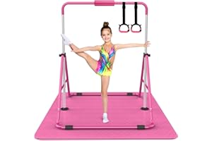 Tepemccu Expandable Gymnastics Bars, Adjustable Height Gymnastic Horizontal Bars, Children Folding Training Bar for Kids