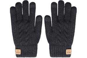 Winter Gloves for Men Women TouchScreen Warm Cold Weather Touch Screen Wool Knit Thermal Adults Gloves for Driving Texting