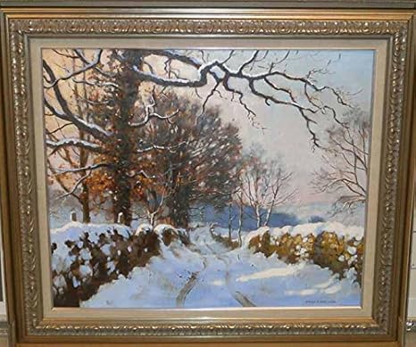 Amazon 絵画 油絵 プレストン 作 雪景色 イギリス風景画 インテリア アートフレーム ポスター オンライン通販