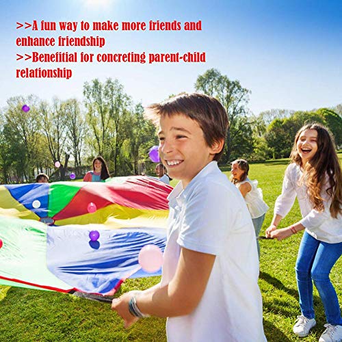 Children Parachute - Large Play Parachute With 8 Handles, Outdoor Team Game, Rainbow Color, 6.5 Ft (2M), Perfect For Kids Cooperation Group Game