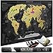 Travel Scratch Off Map of the World with outlined US States | Gold Personalized Wall Map Poster | Deluxe Gift for Travelers | BONUS Adhesive Stickers + Scratching Tool + Wiping Cloth + Traveling eBook