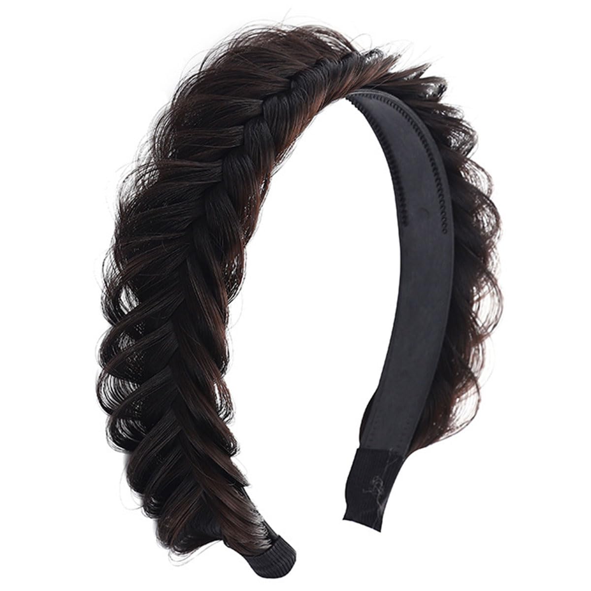 Hairbands Women Black-Brown Headband Synthetic Hair Plaited Headbands Braided Hair Band 65706 — image 1