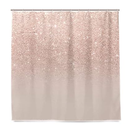 Dearlord Rose Gold Faux Glitter Pink Ombre Color Block Shower