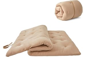 ZonLi Japanese Floor Futon Mattress Full Size 54"x 80",100% Cotton 2.5'' Thicken Tatami Mattress,Foldable Sleeping Pad,Portable Dormitory Tatami Mat,Roll Up Floor Lounger Bed for Adult (Khaki)