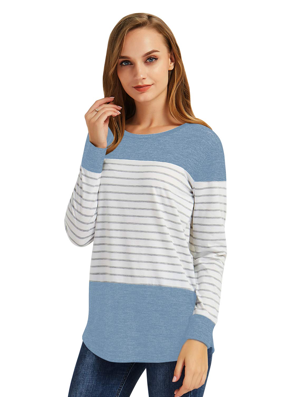 Gititlys Women Long Sleeve Cotton Shirt Blouse Loose Top Casual T-Shirt S