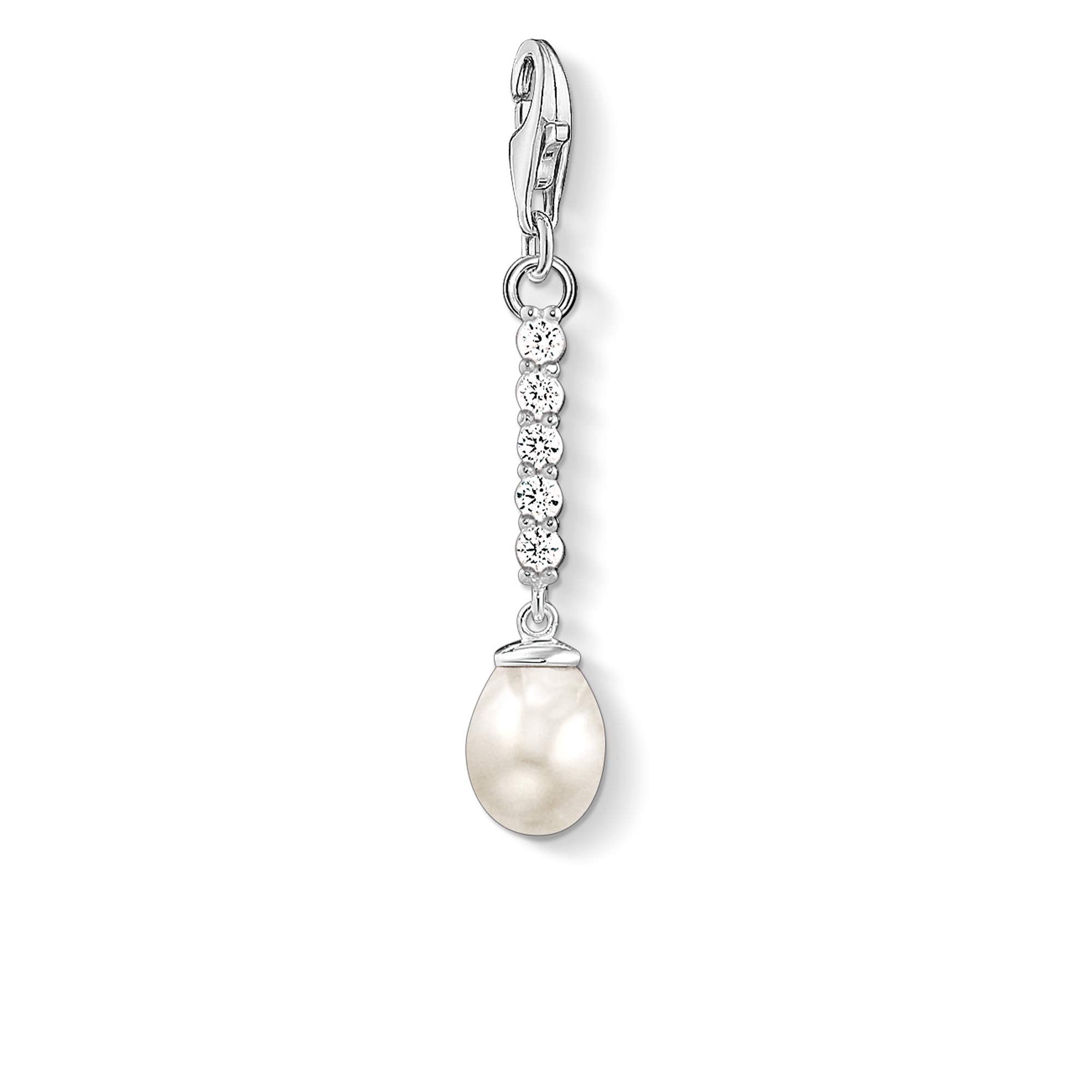 Thomas Sabo Women Charm Pendant Pearl Zirconia Charm Club 925 Sterling Silver 1803-167-14