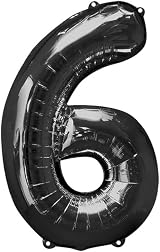 Unique Black Number 6 Large Foil Balloon 86cm One Piece view 3