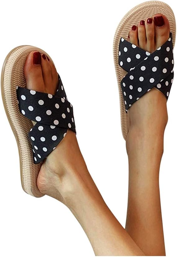 polka dot flat sandals